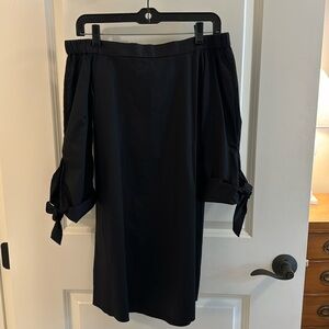 Tibi Cotton Off Shoulder Tie Sleeve Mini Dress